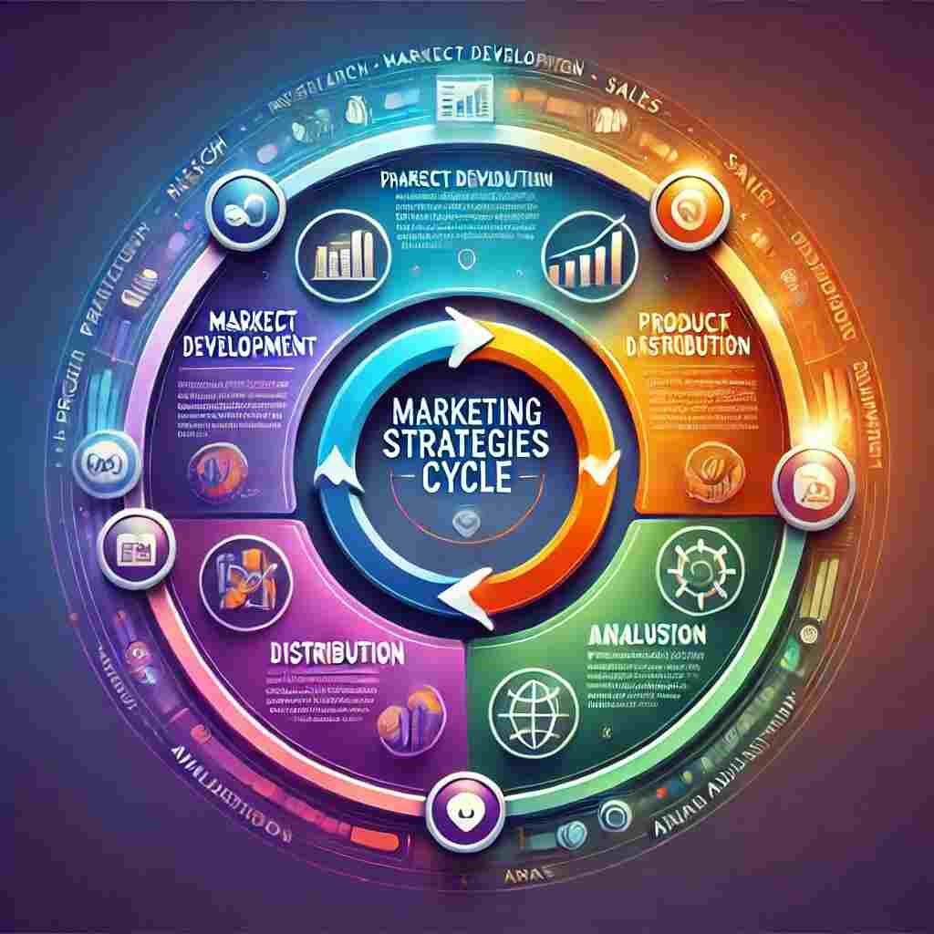 A gradient design with a chessboard icon representing the 4 types of marketing plans and strategies